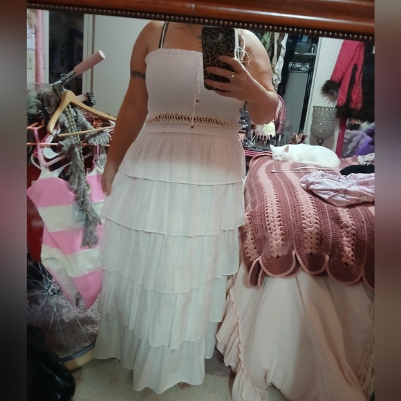 Free People White Ruffle Dress - Picture 2 of 6